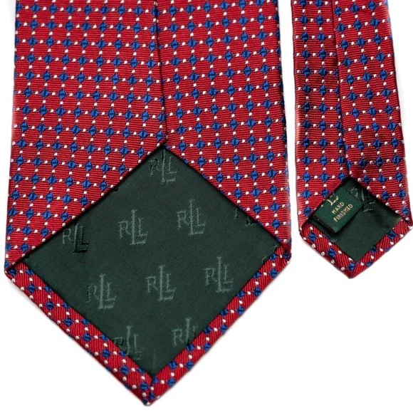 Lauren Ralph Lauren Red,‎ Blue, and White Silk Necktie, EUC - Picture 5 of 6